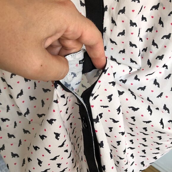 Schwiing Seal Walrus Sheer White Black Tank Blouse Button Down Shirt Women's Med - Picture 6 of 15